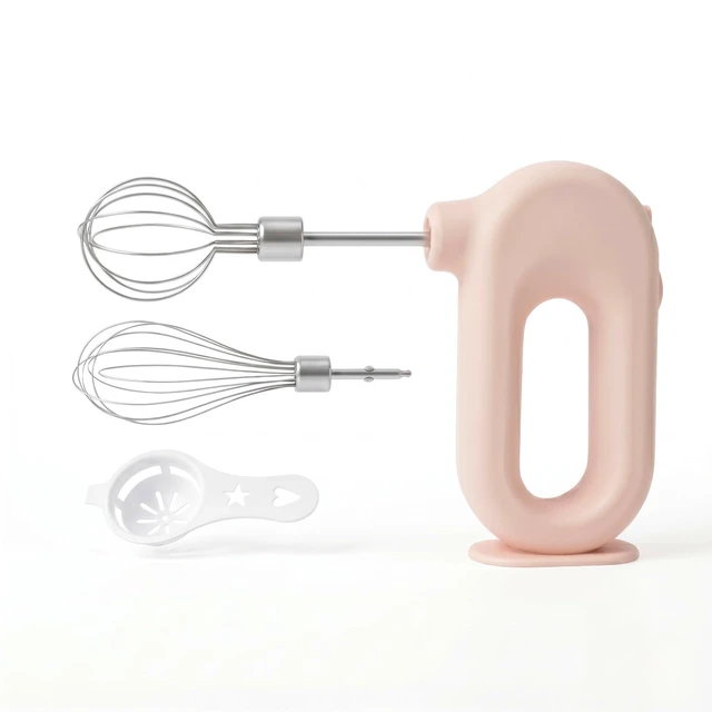 Main image of Colorful Mini Cordless Hand Mixer, Self-Standing USB Rechargeable Handheld Egg Beater with 4 Speeds & 2 Whisks, Lightweight Portable Electric Whisk for Kitchen Baking and Cooking(Pink)