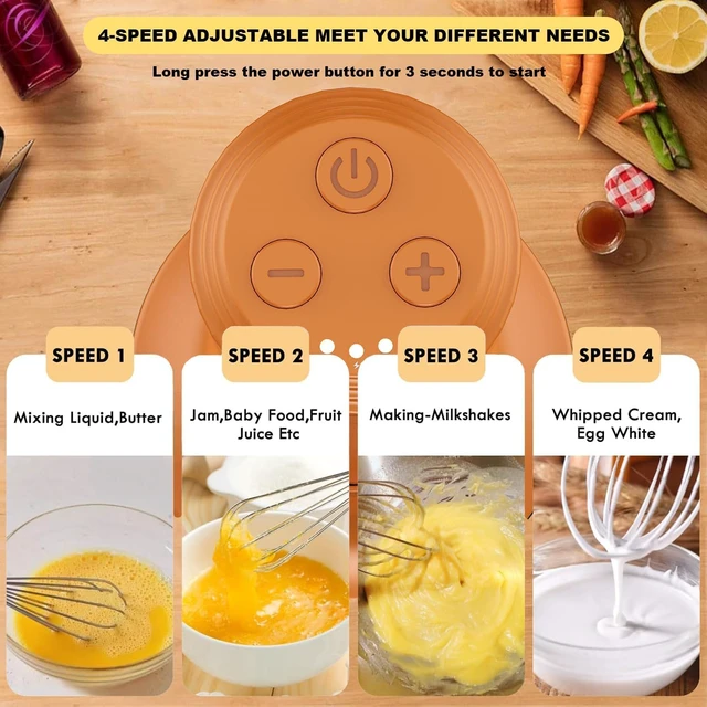 Alt view image 6 of 7 - 4-in-1 Electric Hand Mixer, Electric Whisk, Mini Onion Chopper 10Oz, Small Cordless Hand Blender, Milk Frother Wand for Coffee, Matcha, 4 Speed Rechargeable Food Processor for Baby Food Maker