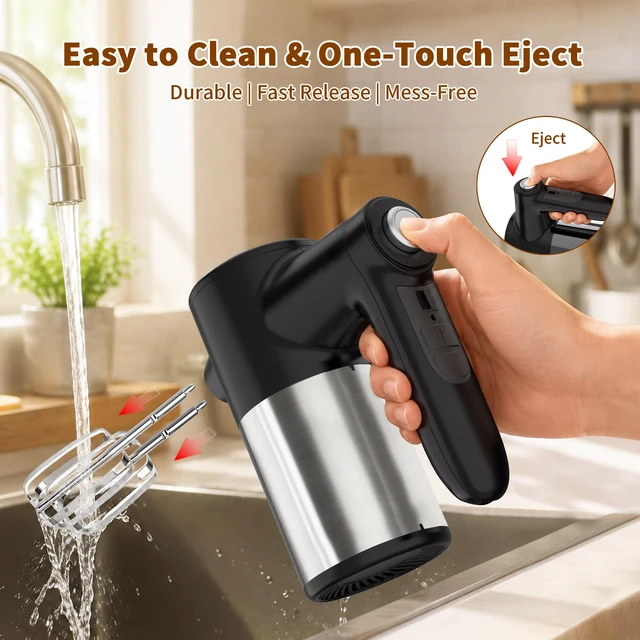 Alt view image 4 of 7 - binROC Cordless Electric Hand Mixer, 7-Speed with Storage Base, Black