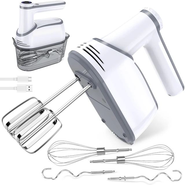 Main image of Cordless Hand Mixer Electric, 12-Speed with Storage Case, White