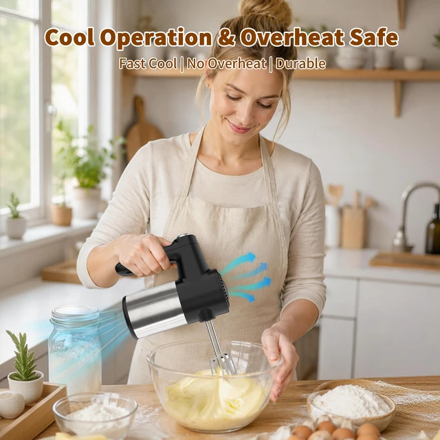 Alt view image 5 of 7 - binROC Cordless Electric Hand Mixer, 7-Speed with Storage Base, Black