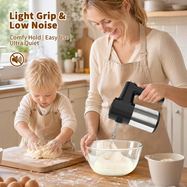 Alt view image 6 of 7 - binROC Cordless Electric Hand Mixer, 7-Speed with Storage Base, Black