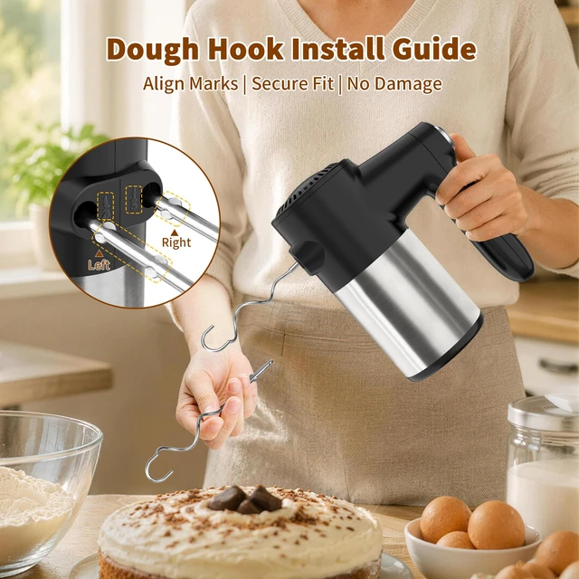 Alt view image 7 of 7 - binROC Cordless Electric Hand Mixer, 7-Speed with Storage Base, Black