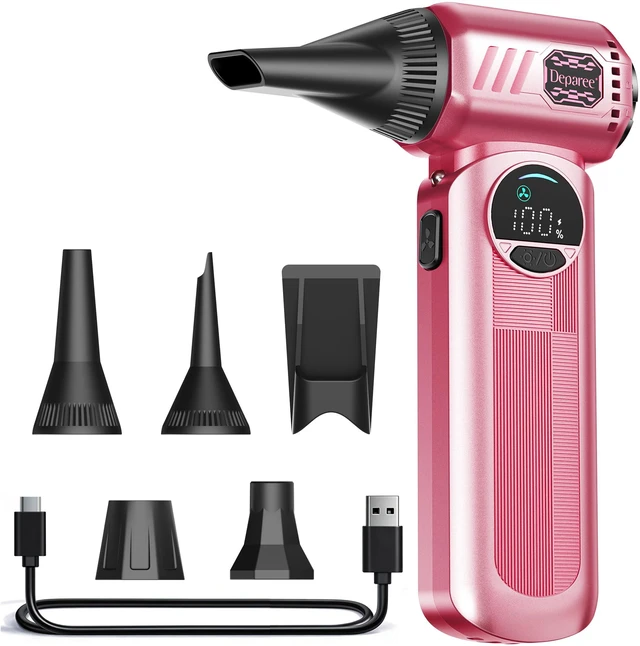 Main image of Compressed Air Duster, 150000RPM Electric Air Duster with 6 Nozzles, Adjustable Speed, LED Light & 8000mAh Battery, Rechargeable Cordless Turbo Air Blower for Keyboard, PC, Car &Home Cleaning