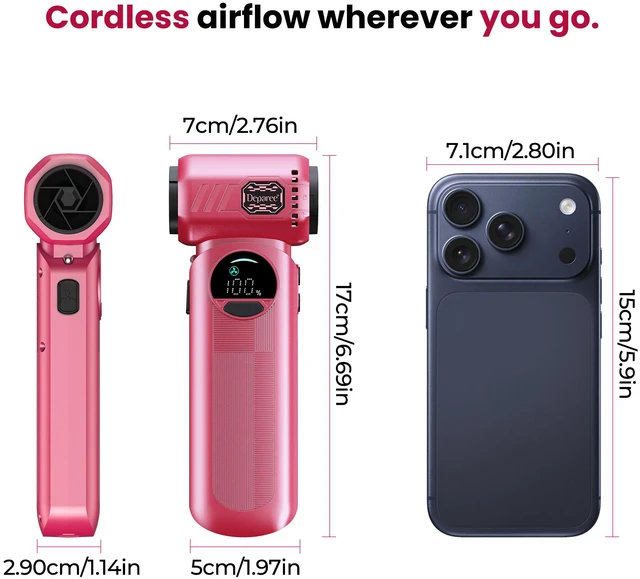 Alt view image 2 of 6 - Compressed Air Duster, 150000RPM Electric Air Duster with 6 Nozzles, Adjustable Speed, LED Light & 8000mAh Battery, Rechargeable Cordless Turbo Air Blower for Keyboard, PC, Car &Home Cleaning