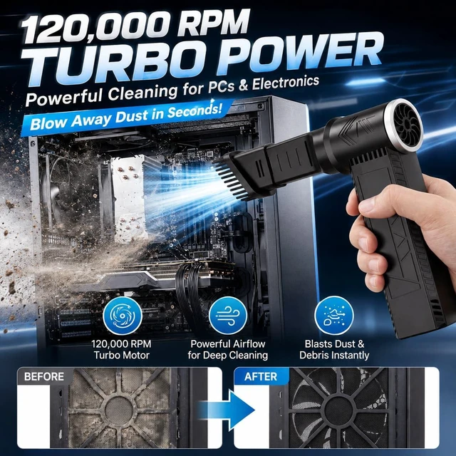 Alt view image 2 of 7 - Electric Compressed Air Duster - Cordless Air Duster - Keyboard Charging