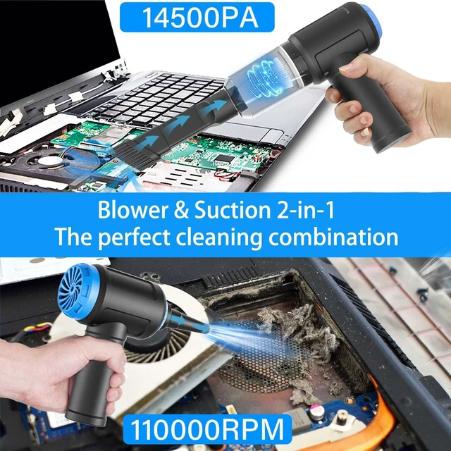 Alt view image 3 of 7 - Meudeen Air Duster - Computer Vacuum Cleaner - for Keyboard Cleaning - Cordless Canned Air - 110000RPM Powerful PC Cleaner(VC08)