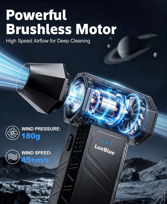 Alt view image 2 of 7 - LuxBlue Compressed Air Duster, 130000RPM Air Blower with Brushless Motor