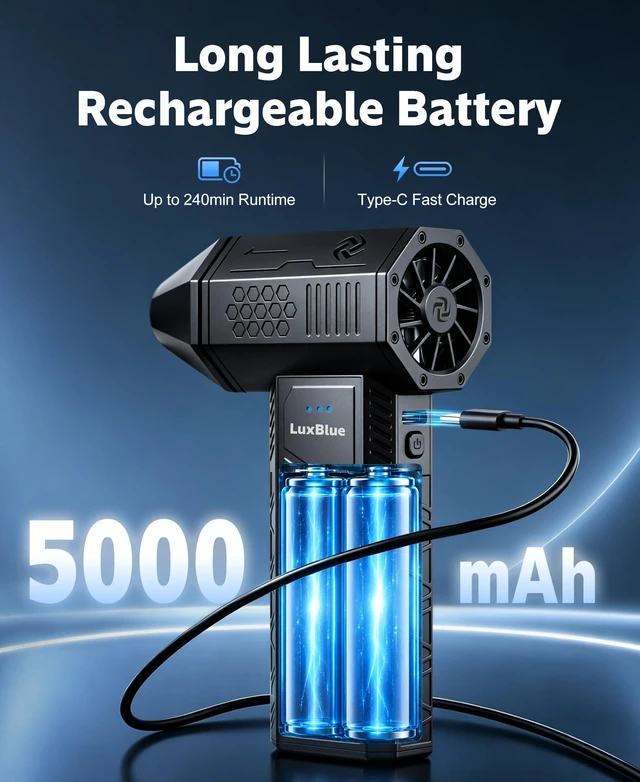Alt view image 5 of 7 - LuxBlue Compressed Air Duster, 130000RPM Air Blower with Brushless Motor