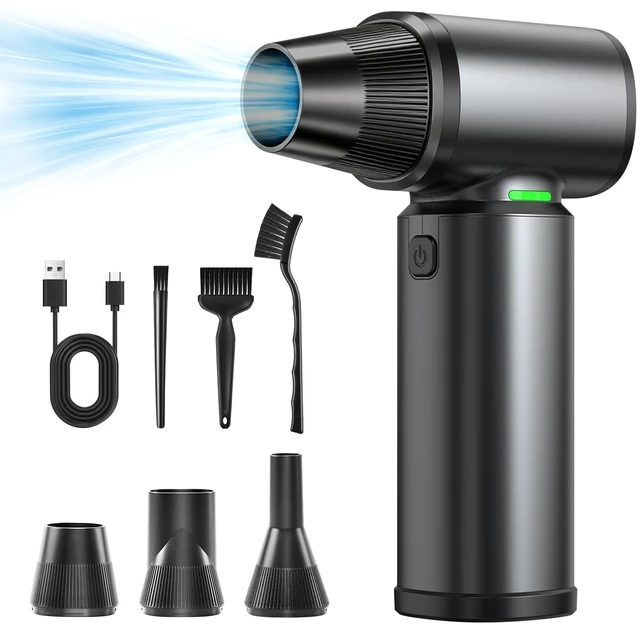Main image of Compressed Air Duster - 180000RPM Super Power Electric Air Duster, 3-Speed Adjustable Rechargeable Cordless Air Blower with LED Light, Dust Blower for Computer, Keyboard, Outdoor, Car and House