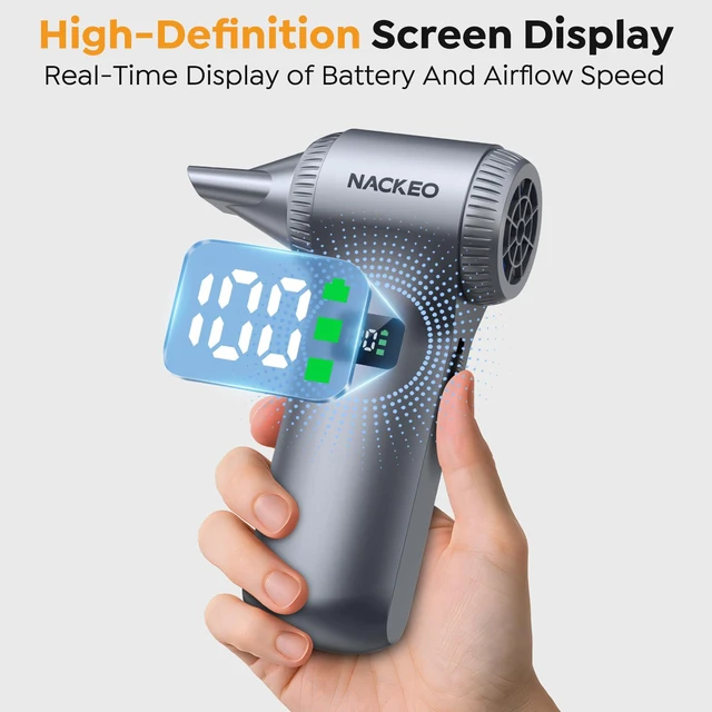 Alt view image 5 of 7 - Compressed Air Duster-230000RPM Super Power Electric Air Duster, 100-Level Adjustable Inflatable Air Blower with LED Light and Display Screen, Dust Blower for Computer, Keyboard,House, Outdoor and Car