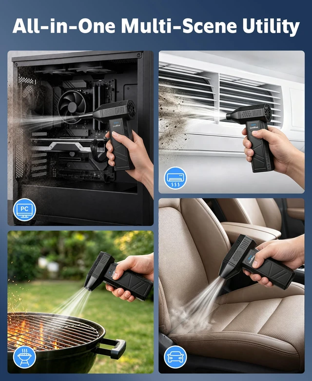 Alt view image 7 of 7 - LuxBlue Compressed Air Duster, 130000RPM Air Blower with Brushless Motor
