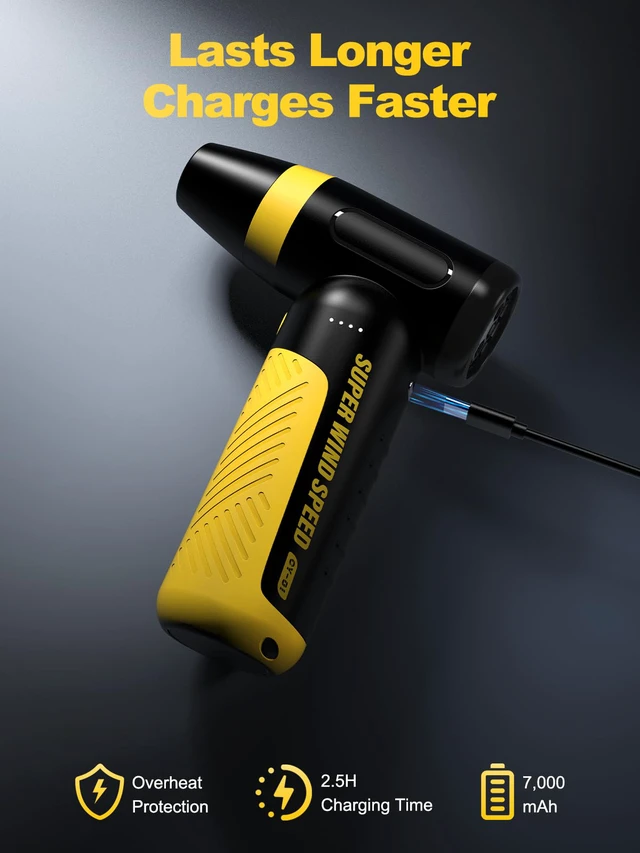 Alt view image 3 of 7 - Electric Compressed Air Duster & Blower, 150000 RPM, 3 Speeds