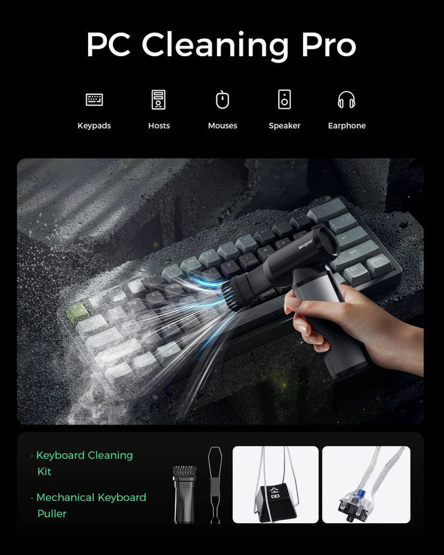 Alt view image 3 of 7 - EG evoger Electric Air Duster,180000RPM Super Power Handheld Cordless Air Duster 6000mAh 3-Gear Adjustable Dust Blower for Computer, Keyboard,Outdoor, House, Car