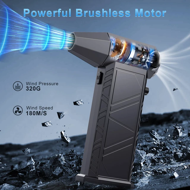 Alt view image 2 of 7 - Compressed Air Duster, 180000RPM Super Power Cordless Electric Air Duster, Rechargeable Air Blower Desk Cleaning Kit for Computer Keyboard Home Car Outdoor Dust Removal
