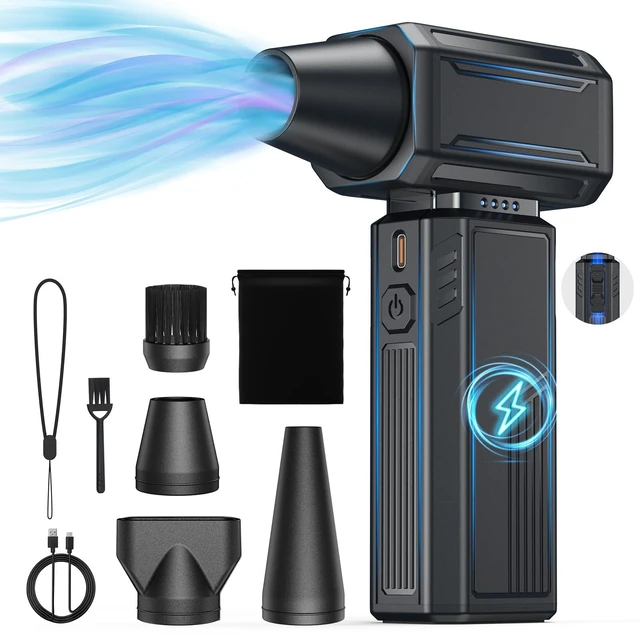 Main image of Compressed Air Duster,200000RPM Electric Duster,Stepless Speed Mini Air Blower,Replace Canned Air Duster,Cordless Rechargeable Jet Fan Blower for Keyboard Computer Car Cleaning Dry-Black