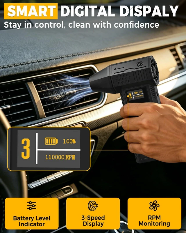 Alt view image 4 of 7 - X3PRO Electric Air Duster, Powerful Turbo Fan 3 Speed Compressed Air Duster