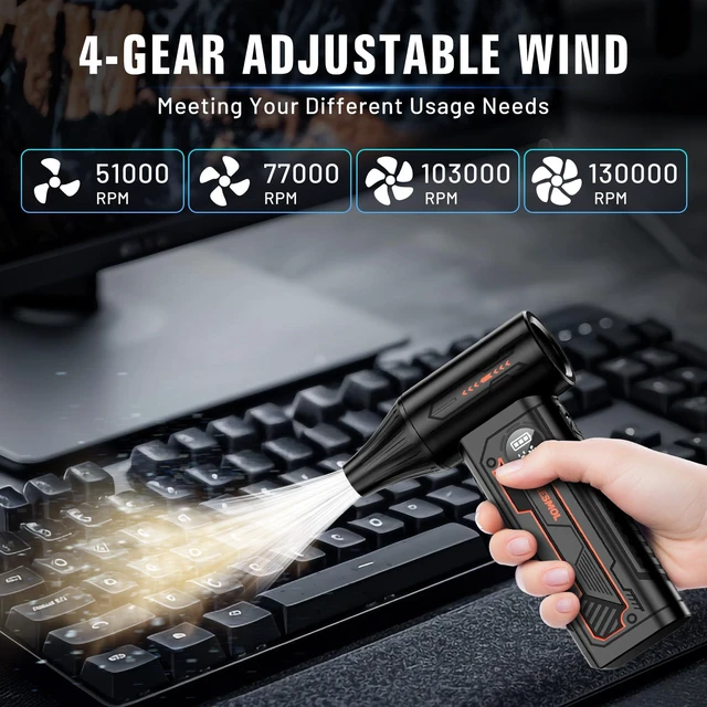 Alt view image 5 of 7 - FRESMOL Compressed Air Duster, 130000RPM Cordless Electric Air Blower