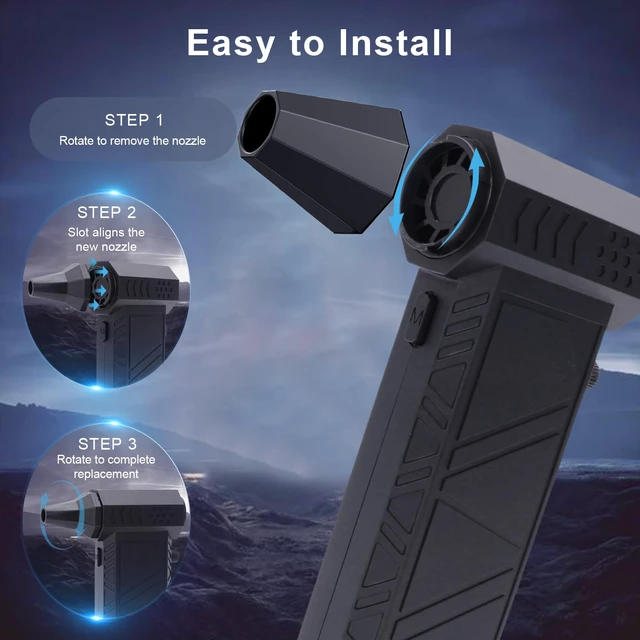 Alt view image 4 of 7 - Compressed Air Duster, 180000RPM Super Power Cordless Electric Air Duster, Rechargeable Air Blower Desk Cleaning Kit for Computer Keyboard Home Car Outdoor Dust Removal