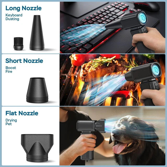 Alt view image 4 of 7 - Compressed Air Duster,200000RPM Electric Duster,Stepless Speed Mini Air Blower,Replace Canned Air Duster,Cordless Rechargeable Jet Fan Blower for Keyboard Computer Car Cleaning Dry-Black