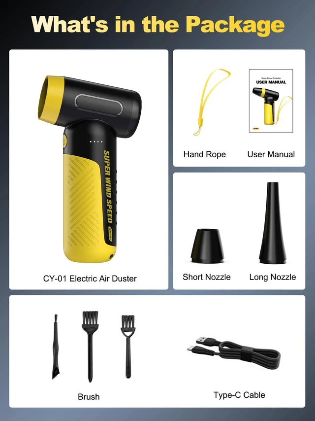 Alt view image 7 of 7 - Electric Compressed Air Duster & Blower, 150000 RPM, 3 Speeds