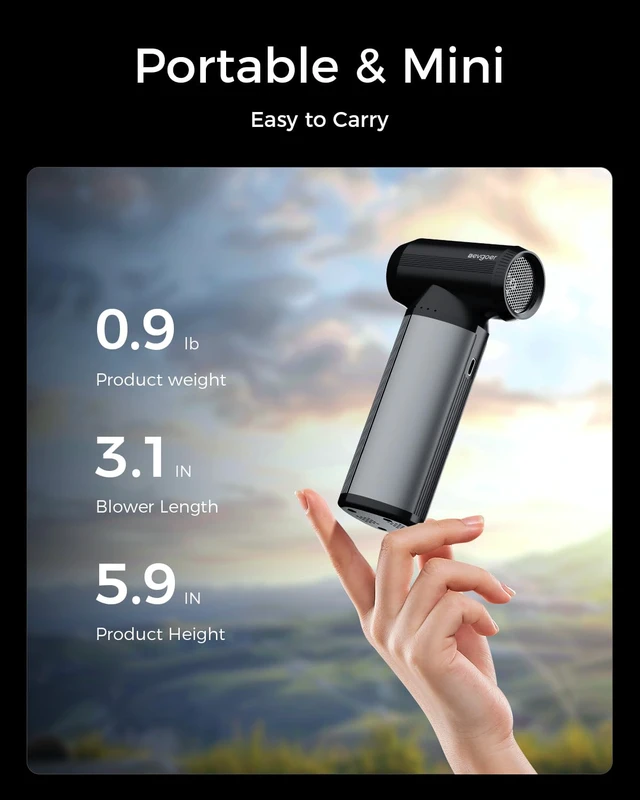 Alt view image 7 of 7 - EG evoger Electric Air Duster,180000RPM Super Power Handheld Cordless Air Duster 6000mAh 3-Gear Adjustable Dust Blower for Computer, Keyboard,Outdoor, House, Car