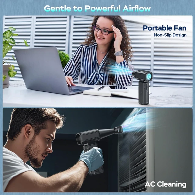 Alt view image 6 of 7 - Compressed Air Duster,200000RPM Electric Duster,Stepless Speed Mini Air Blower,Replace Canned Air Duster,Cordless Rechargeable Jet Fan Blower for Keyboard Computer Car Cleaning Dry-Black