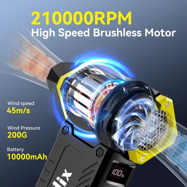 Alt view image 2 of 7 - Roedix Compressed Air Duster Canned, 10000mAh 210000RPM 8-Gear Air Blower