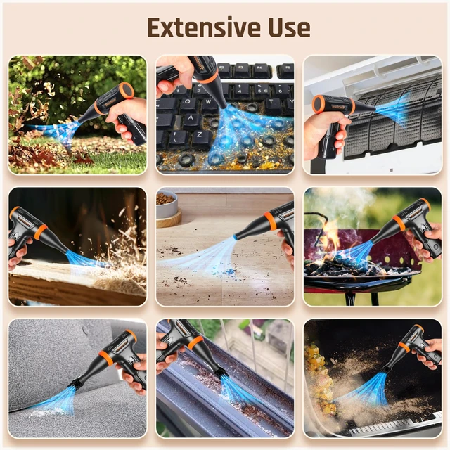 Alt view image 7 of 7 - Compressed Air Duster - Electric Air Duster 110000RPM Super Power Canned Air, Variable Speed, Fast Charging Mini Dust Blower for Computer/Keyboard/House/Outdoor and Car, Replace Air Can