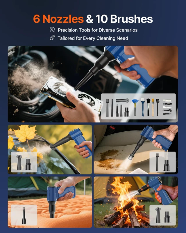 Alt view image 6 of 7 - Compressed Air Duster, 130,000RPM Ultra-Powerful Electric Air Duster