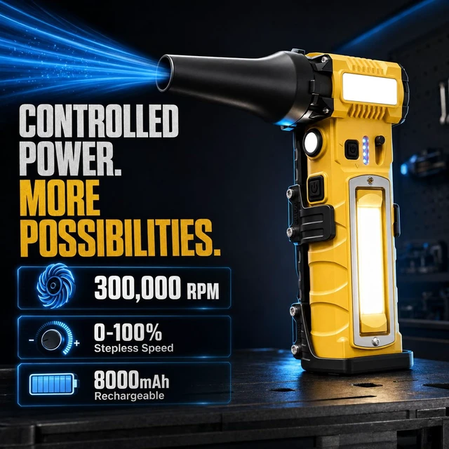 Alt view image 2 of 7 - Compressed Air Duster,7-in-1 Electric Mini Dust Blower with LED Light
