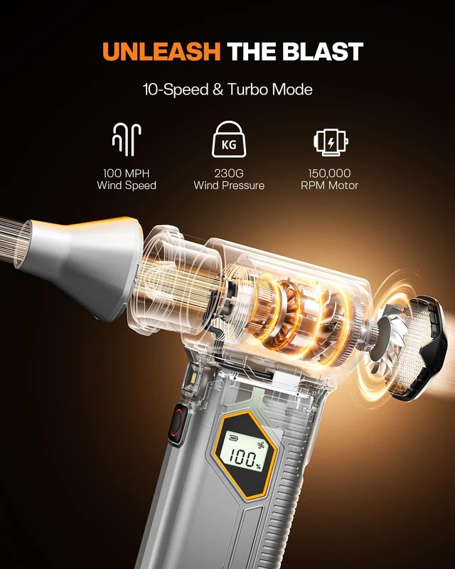 Alt view image 3 of 7 - VX-101 Pro Max Compressed Air Duster for PC, Car Cleaning