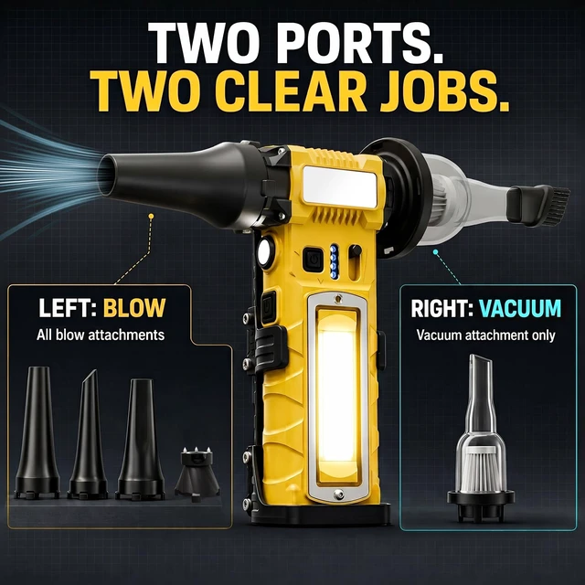Alt view image 3 of 7 - Compressed Air Duster,7-in-1 Electric Mini Dust Blower with LED Light