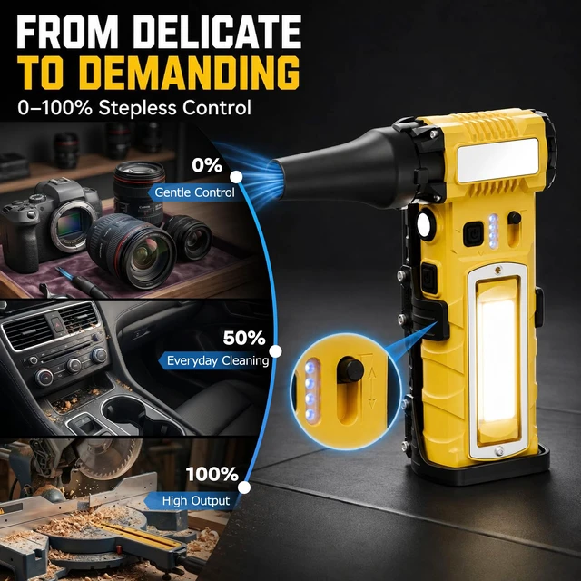 Alt view image 4 of 7 - Compressed Air Duster,7-in-1 Electric Mini Dust Blower with LED Light