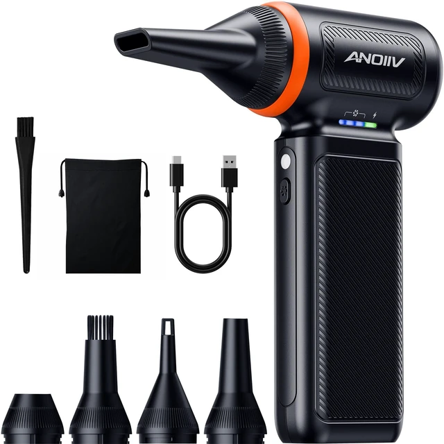 Main image of Compressed Air Duster, 130,000RPM, 3-Gear Adjustable, 5Nozzles
