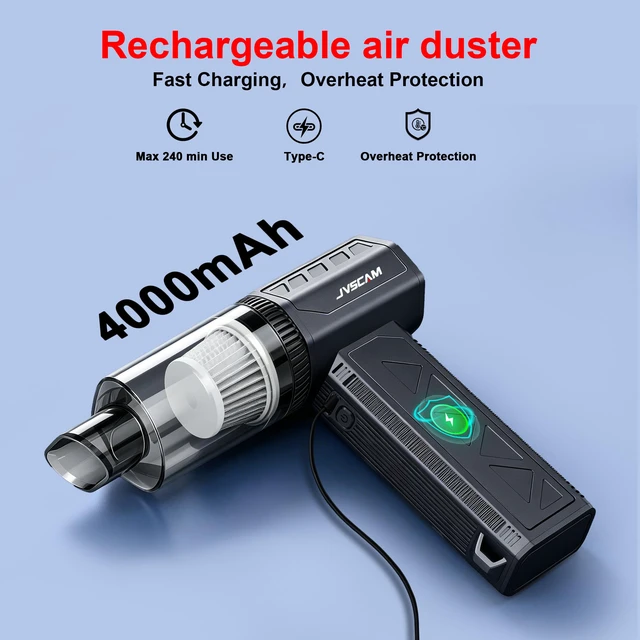 Alt view image 6 of 7 - Compressed Air Duster&Vacuum Cleaner, 3-in-1 150000RPM Cordless Air Blower