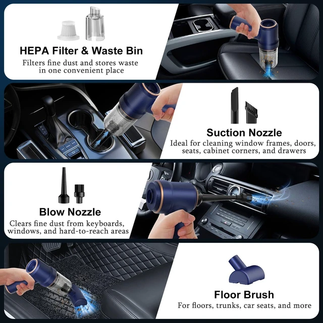 Alt view image 6 of 7 - KMM Handheld Car Vacuum Cleaner, Hand Held Vacuum Cleaner and Air Duster