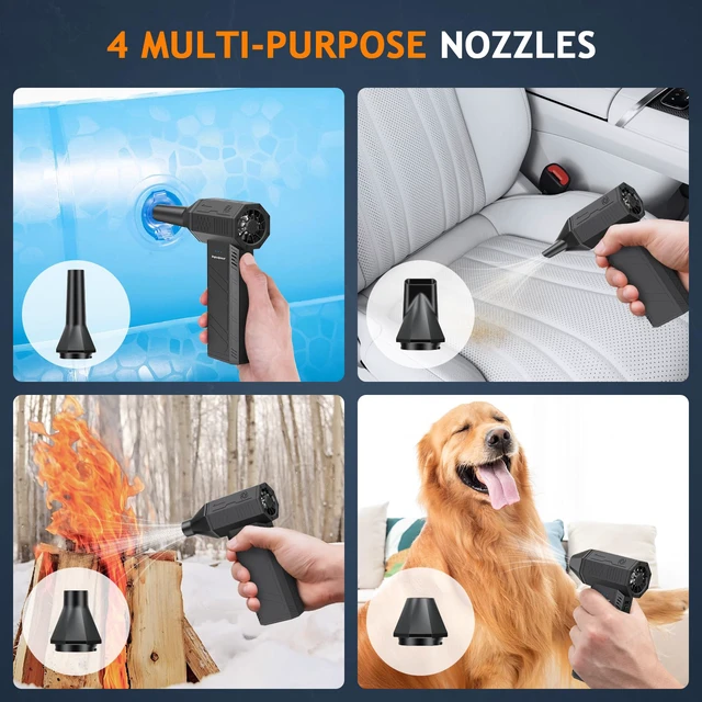 Alt view image 3 of 7 - Compressed Air Duster - 180000RPM Powerful Electric Air Duster, 3 Gear Adjustable Cordless Air Blower, Rechargeable Dust Cleaner for Keyboard, Computer, Home, Outdoor, Car