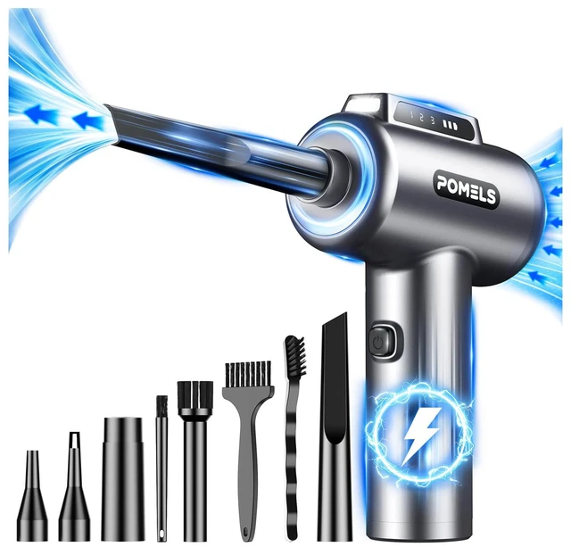 Main image of Compressed Air Duster, 110000RPM Ultra-Powerful Electric Air Duster with LED Light, 3-Speed Adjustable, Rechargeable Cordless Mini Blower for Computer, Keyboard, Car, PS5, Outdoor & Home Cleaning