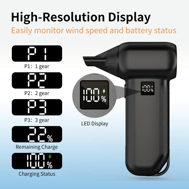 Alt view image 3 of 7 - Electric Air Duster 8000mAh with LED Display