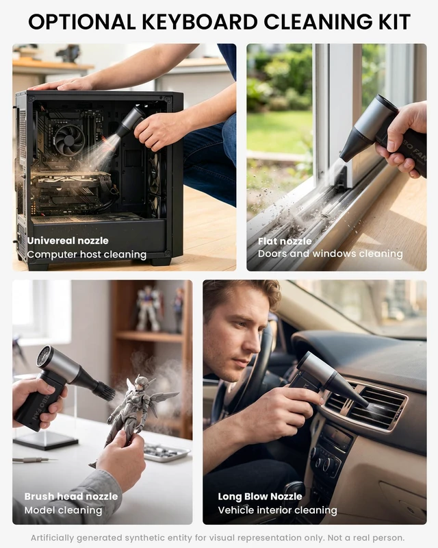 Alt view image 3 of 7 - Compressed Air Duster, 110000RPM Super Power Cordless Air Duster
