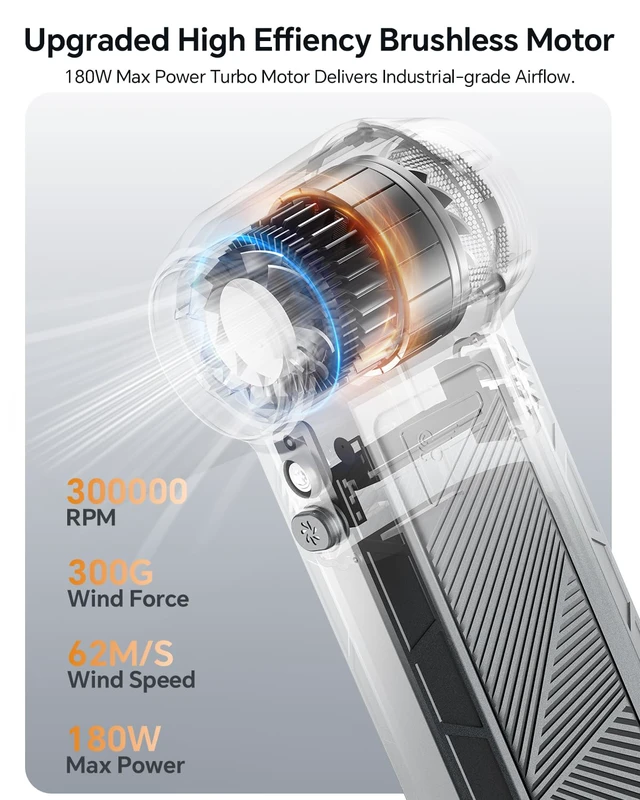 Alt view image 2 of 7 - Compressed Air Duster 300000RPM Powerful Electric Air Duster Rechargeable
