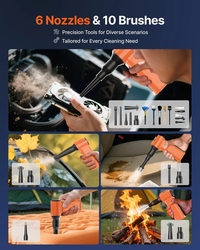 Alt view image 5 of 7 - Compressed Air Duster, 130,000RPM Ultra-Powerful Electric Air Duster
