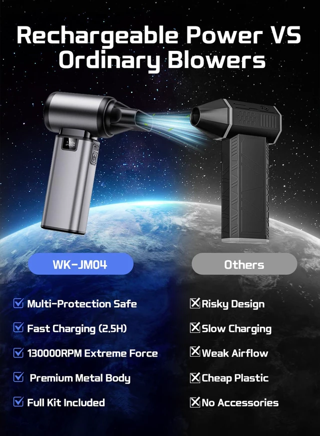 Alt view image 6 of 7 - 130000RPM Compressed Air Duster,Rechargerble with Brushless Motor