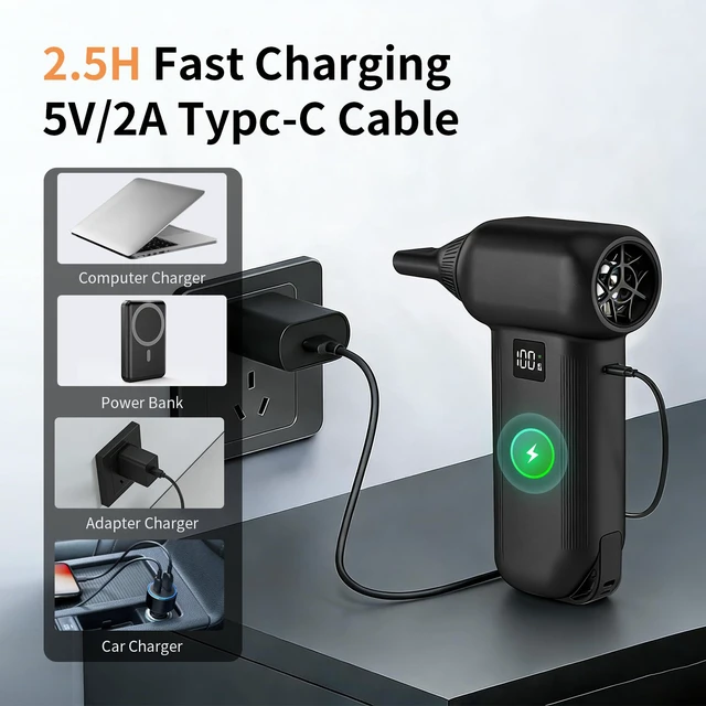 Alt view image 6 of 7 - Electric Air Duster 8000mAh with LED Display