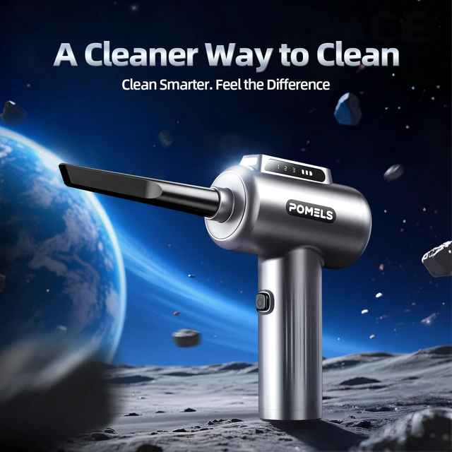 Alt view image 6 of 7 - Compressed Air Duster, 110000RPM Ultra-Powerful Electric Air Duster with LED Light, 3-Speed Adjustable, Rechargeable Cordless Mini Blower for Computer, Keyboard, Car, PS5, Outdoor & Home Cleaning
