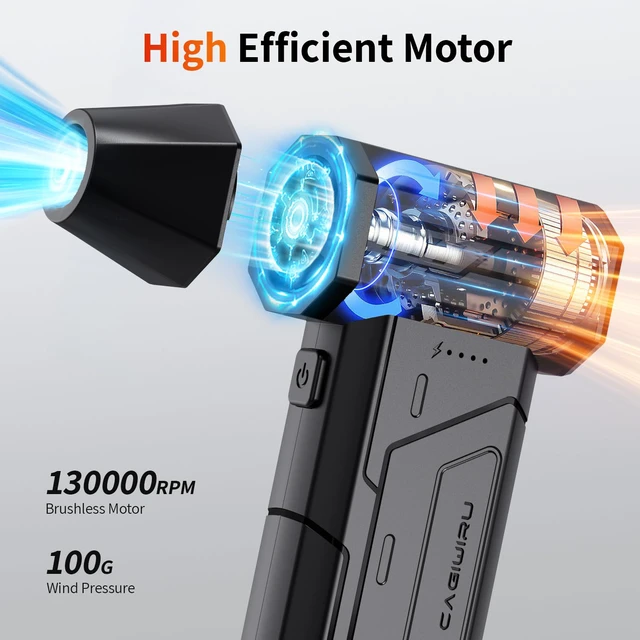 Alt view image 3 of 7 - Compressed Air Duster,130000RPM Super Power Cordless Air Duster,Rechargeable Brushless Blower,3 Gear Adjustable Blower with LED Light,Dust Remover for Computer/House/Outdoor/Car