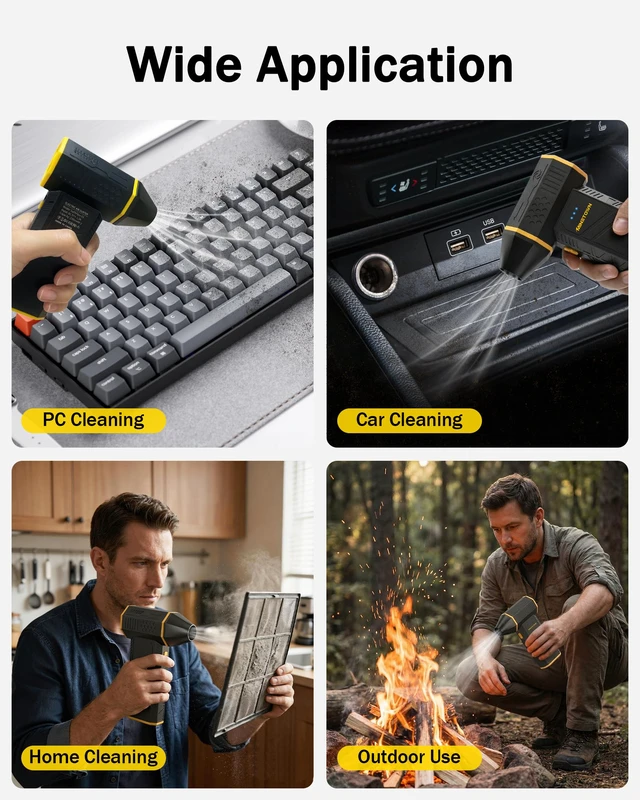 Alt view image 4 of 7 - SwiftFlow X3 Compressed Air Duster-110000RPM Super Power Electric Air Duster, 3-Speed Adjustable Rechargeable Cordless Air Blower for Computer, Keyboard, Home, Outdoor and Car