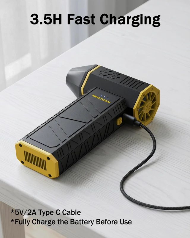 Alt view image 7 of 7 - SwiftFlow X3 Compressed Air Duster-110000RPM Super Power Electric Air Duster, 3-Speed Adjustable Rechargeable Cordless Air Blower for Computer, Keyboard, Home, Outdoor and Car