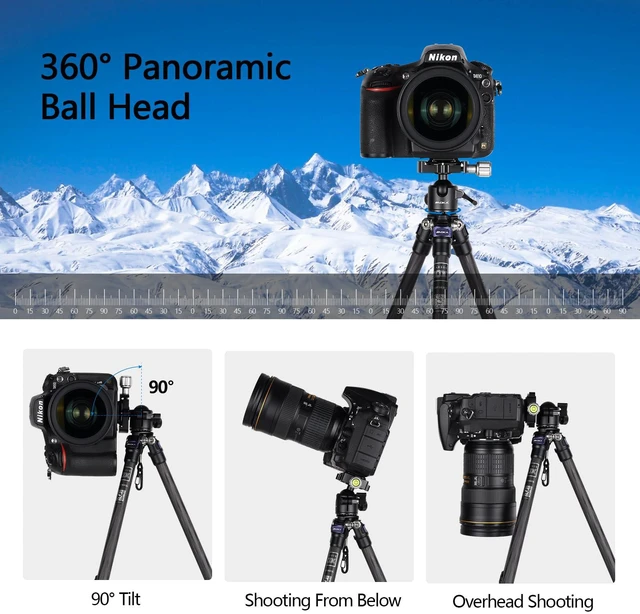 Alt view image 3 of 6 - AOKA Carbon Fiber Mini Travel Tripod with 360° Ball Head